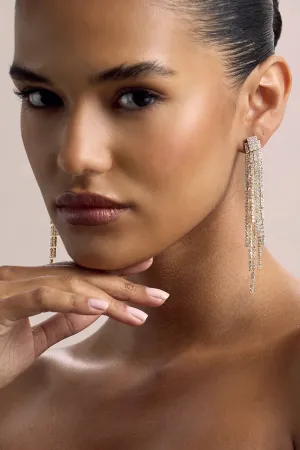 Abeam | Gold Diamante Tassel Earrings Club L London