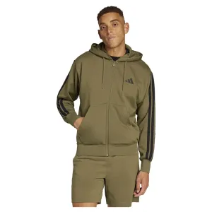 ADIDAS MEN'S 3-STRIPE OLIVE FLEECE JACKET