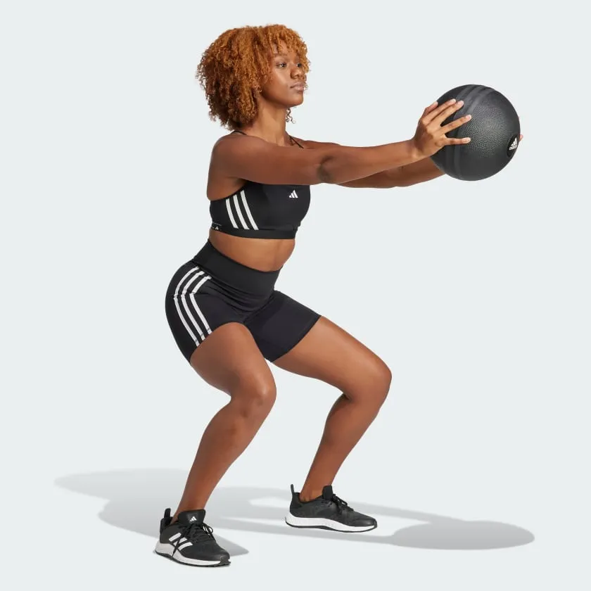 ADIDAS WOMEN'S AEROREACT TRAINING LIGHT 3-STRIPES BLACK BRA
