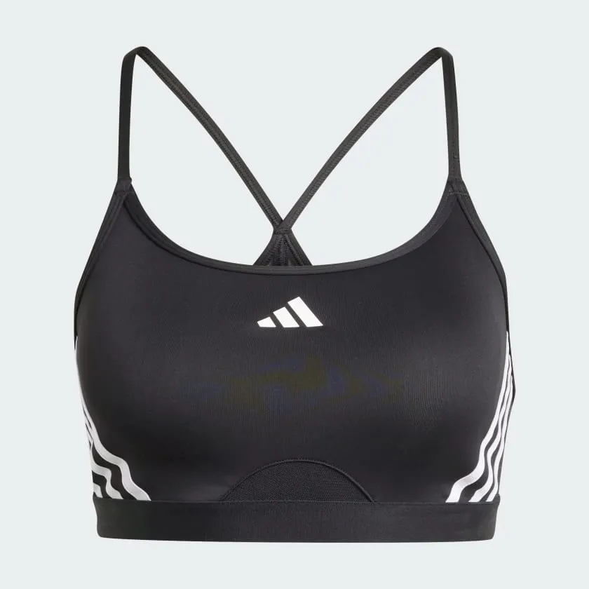 ADIDAS WOMEN'S AEROREACT TRAINING LIGHT 3-STRIPES BLACK BRA