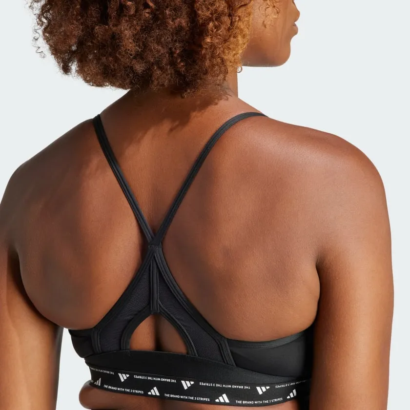 ADIDAS WOMEN'S AEROREACT TRAINING LIGHT 3-STRIPES BLACK BRA