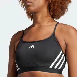 ADIDAS WOMEN'S AEROREACT TRAINING LIGHT 3-STRIPES BLACK BRA
