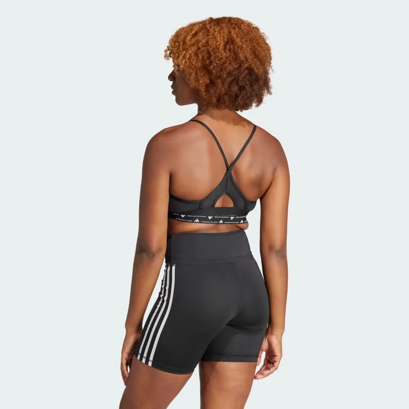 ADIDAS WOMEN'S AEROREACT TRAINING LIGHT 3-STRIPES BLACK BRA