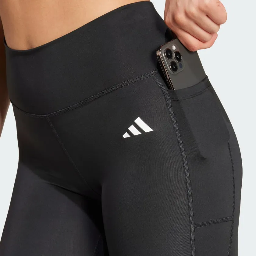 ADIDAS WOMEN'S OPTIME ESSENTIALS POCKET BACK FULL-LENGTH BLACK TIGHT