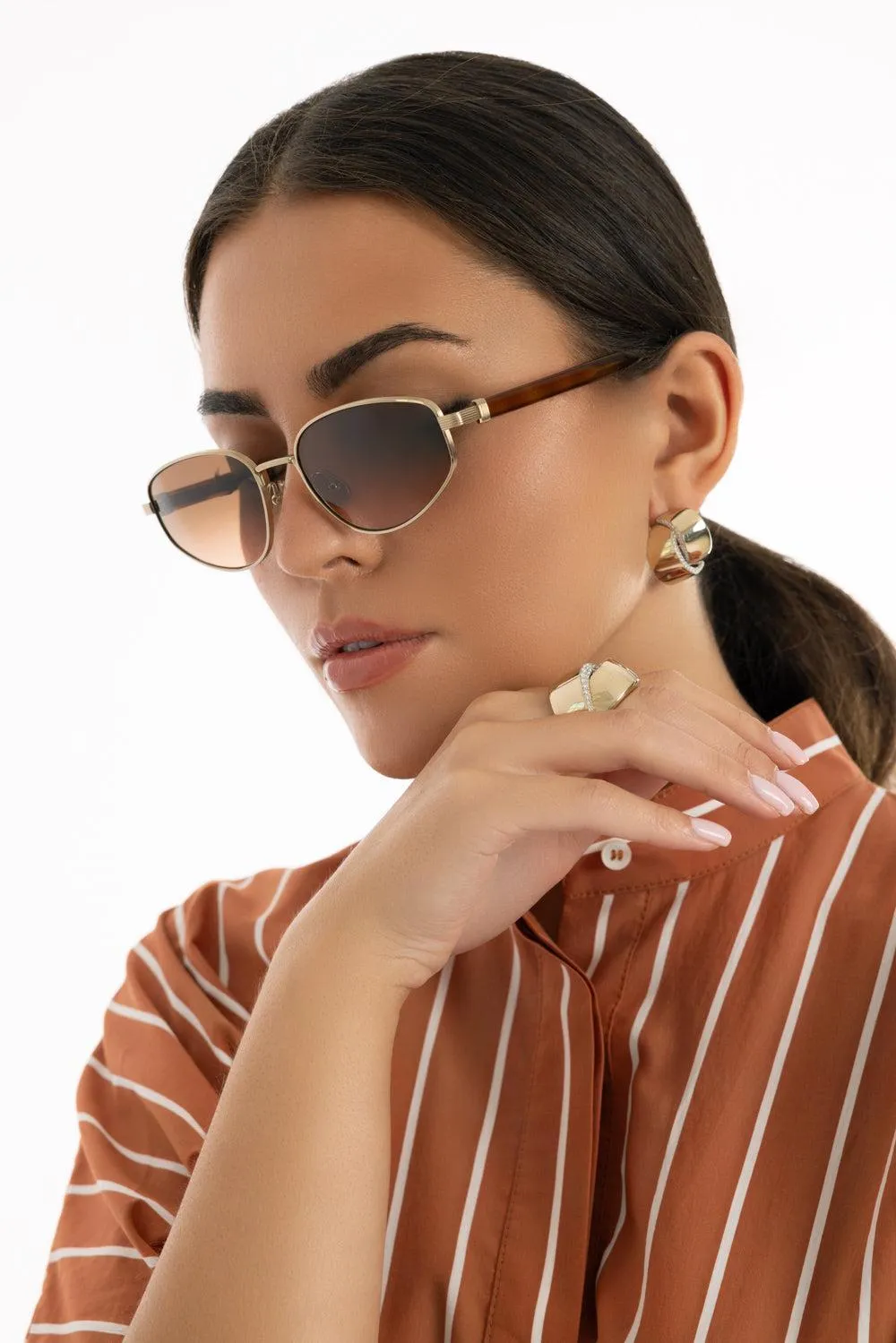 Angled Lens Sunglasses - Orange