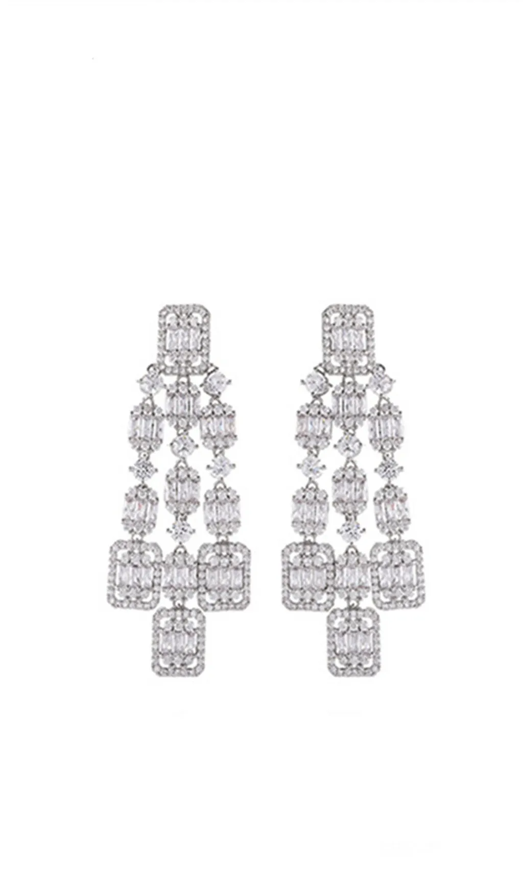 AQUARE LONG ZIRCON EARRINGS Gloria Lanvin