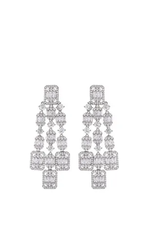 AQUARE LONG ZIRCON EARRINGS Gloria Lanvin