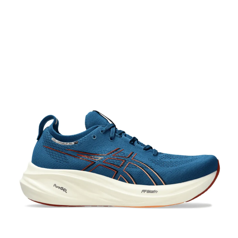 ASICS Men's Gel-Nimbus 26 Running Shoes in Rich Navy/Faded Orange AW24