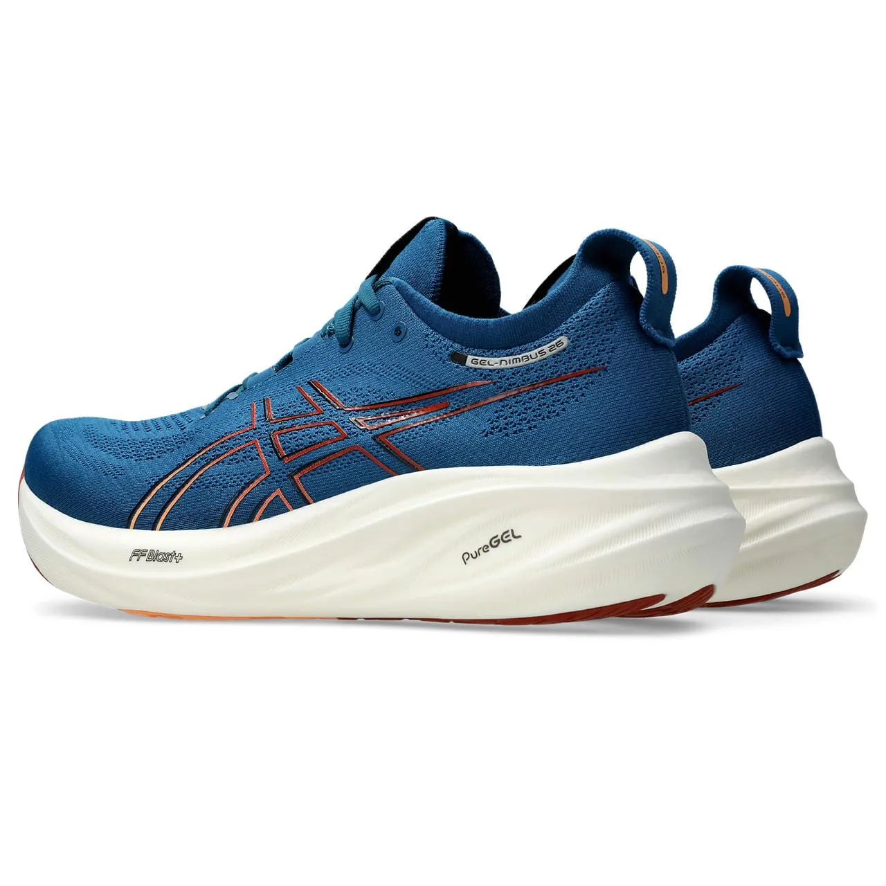 ASICS Men's Gel-Nimbus 26 Running Shoes in Rich Navy/Faded Orange AW24