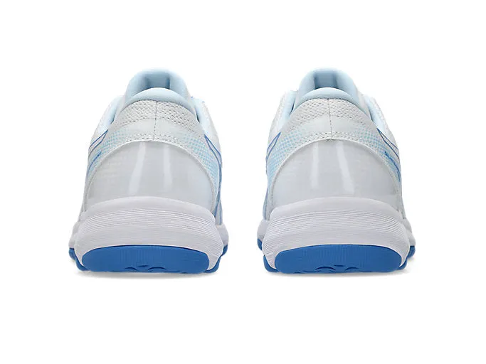 ASICS WOMEN'S GEL-NETBURNER ACADEMY 10 WHITE/BLUE NETBALL SHOES