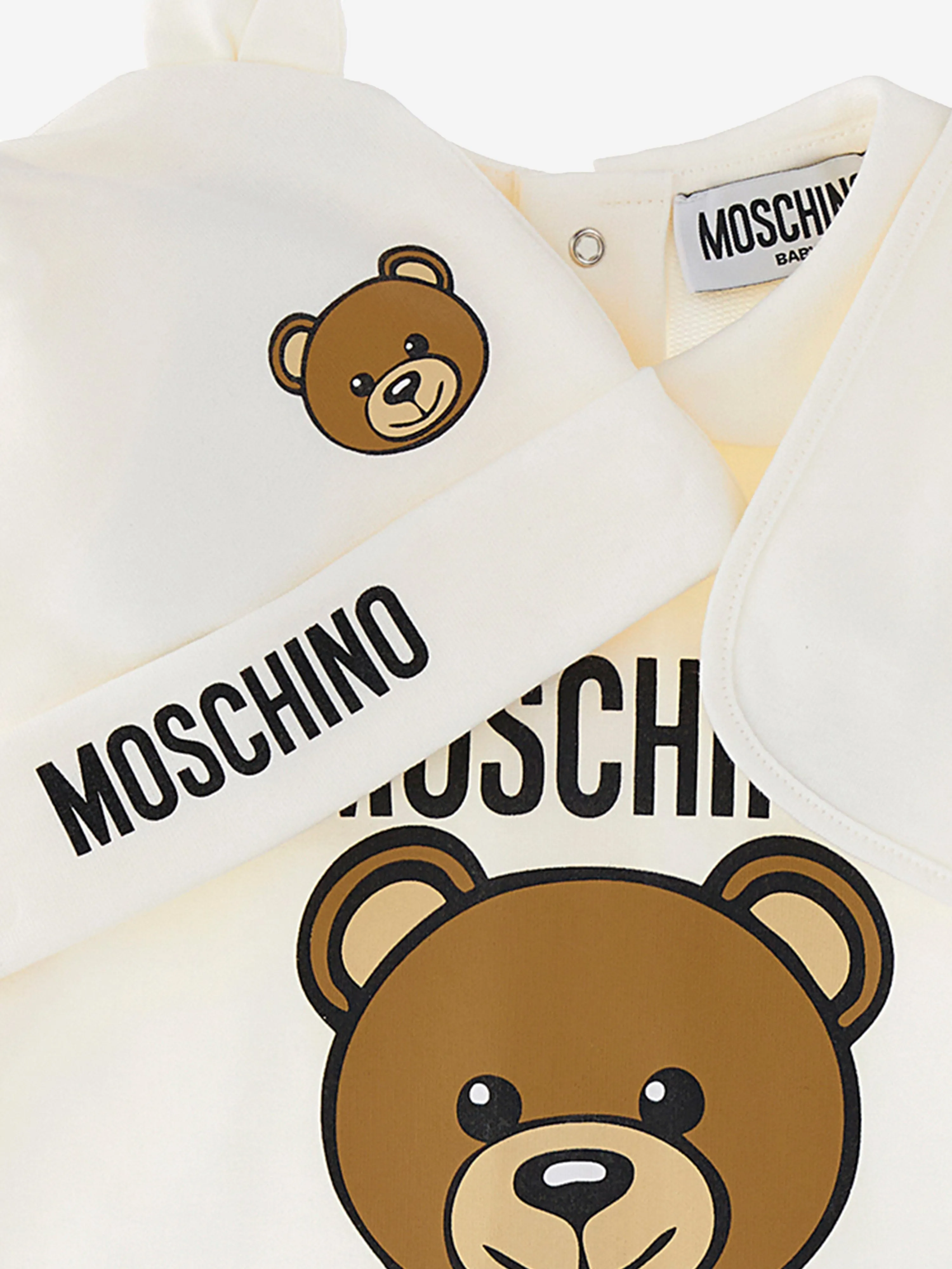 Baby Bear Logo Babygrow Set in Ivory