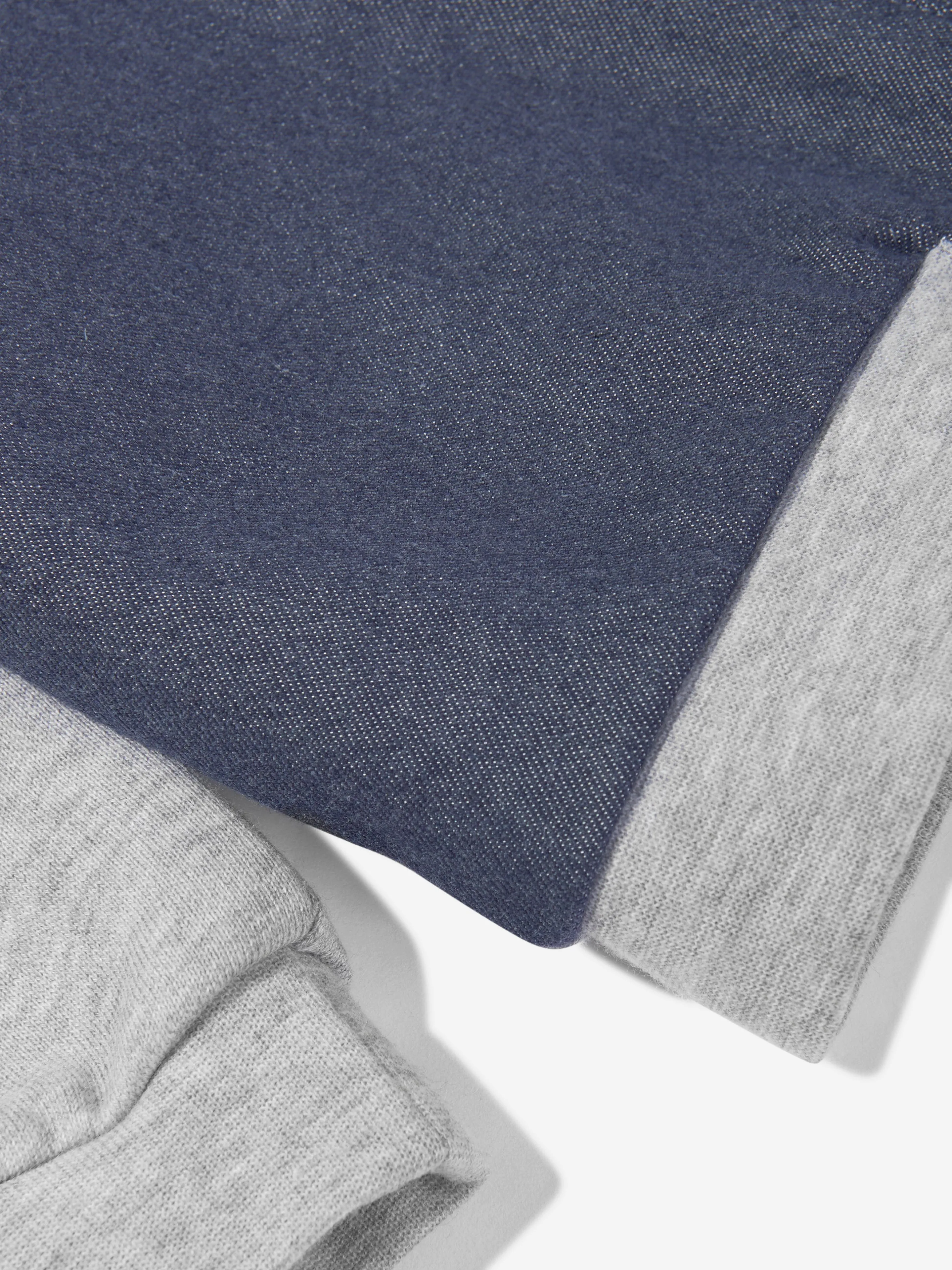 Baby Boys Denim and Jersey Zip Up Top in Blue