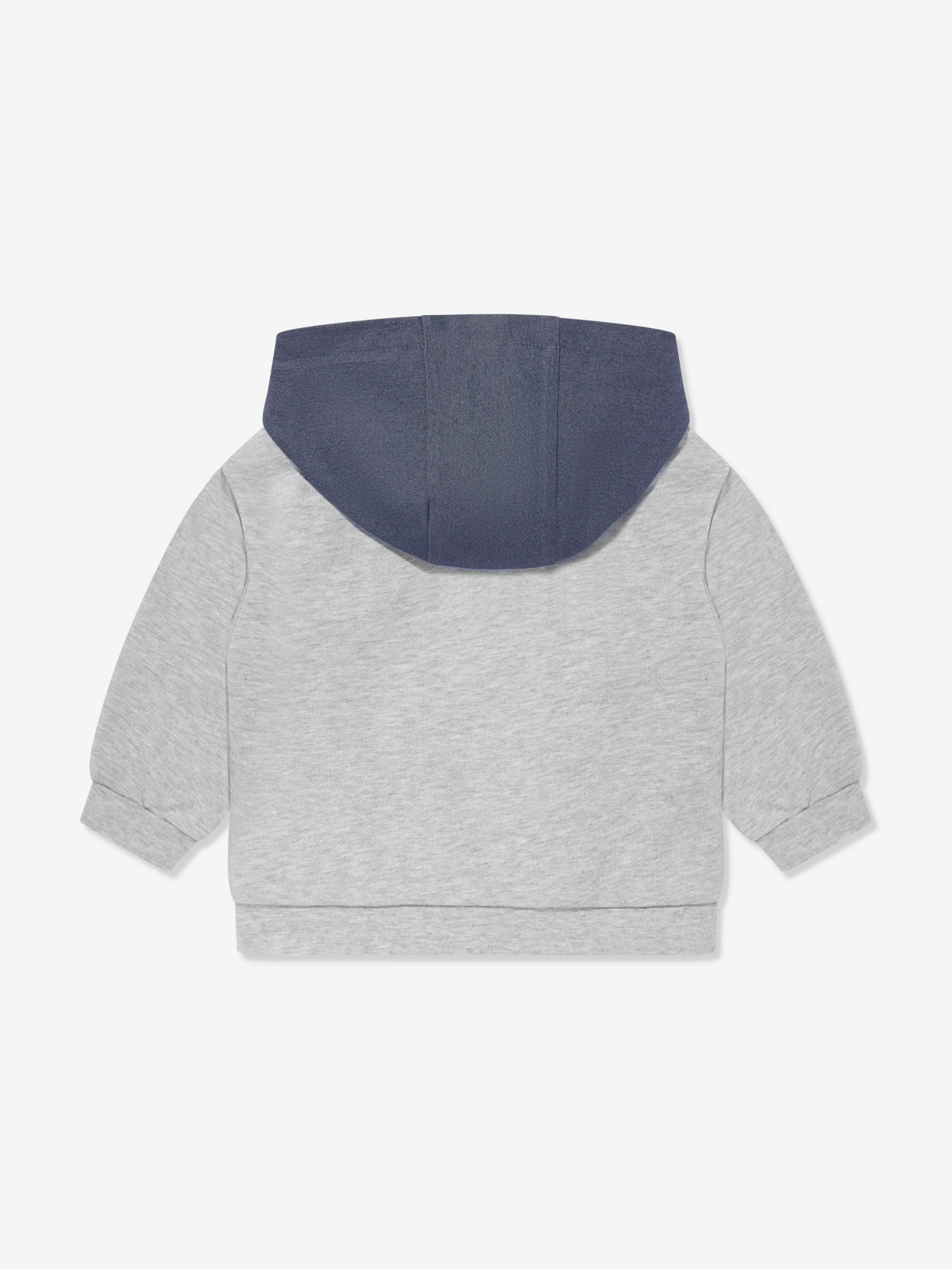 Baby Boys Denim and Jersey Zip Up Top in Blue