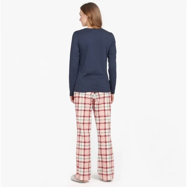 Barbour PHOEBE Womens Cotton Blend Pyjama Set Red/Pink Tartan