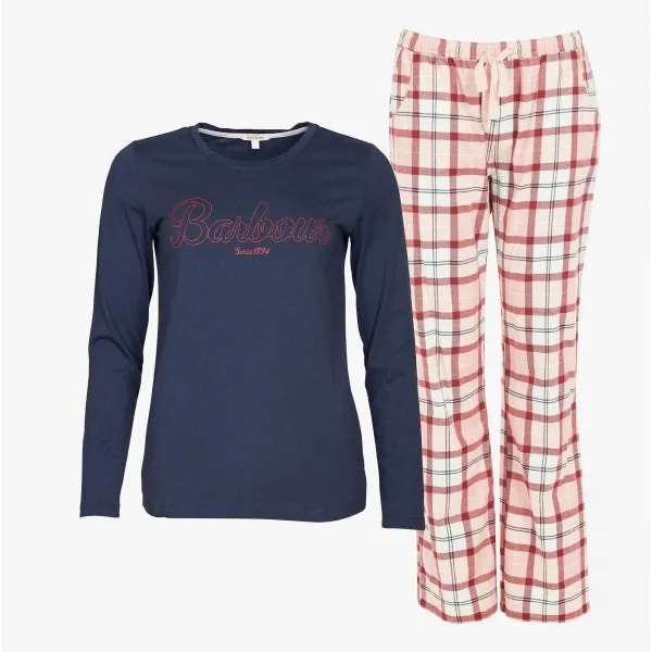 Barbour PHOEBE Womens Cotton Blend Pyjama Set Red/Pink Tartan