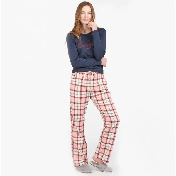 Barbour PHOEBE Womens Cotton Blend Pyjama Set Red/Pink Tartan