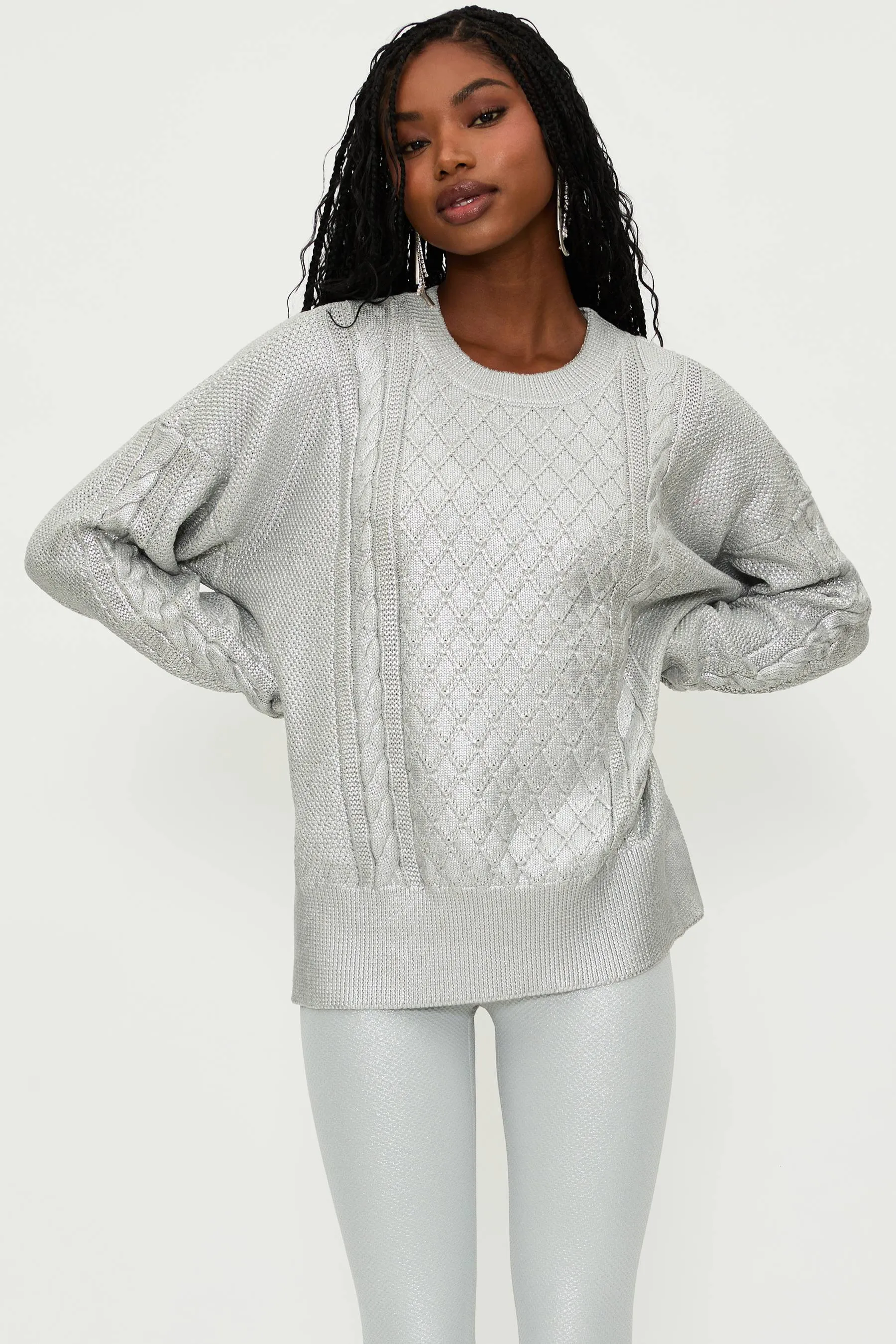Callie Sweater Silver Shine Cable Beach Riot