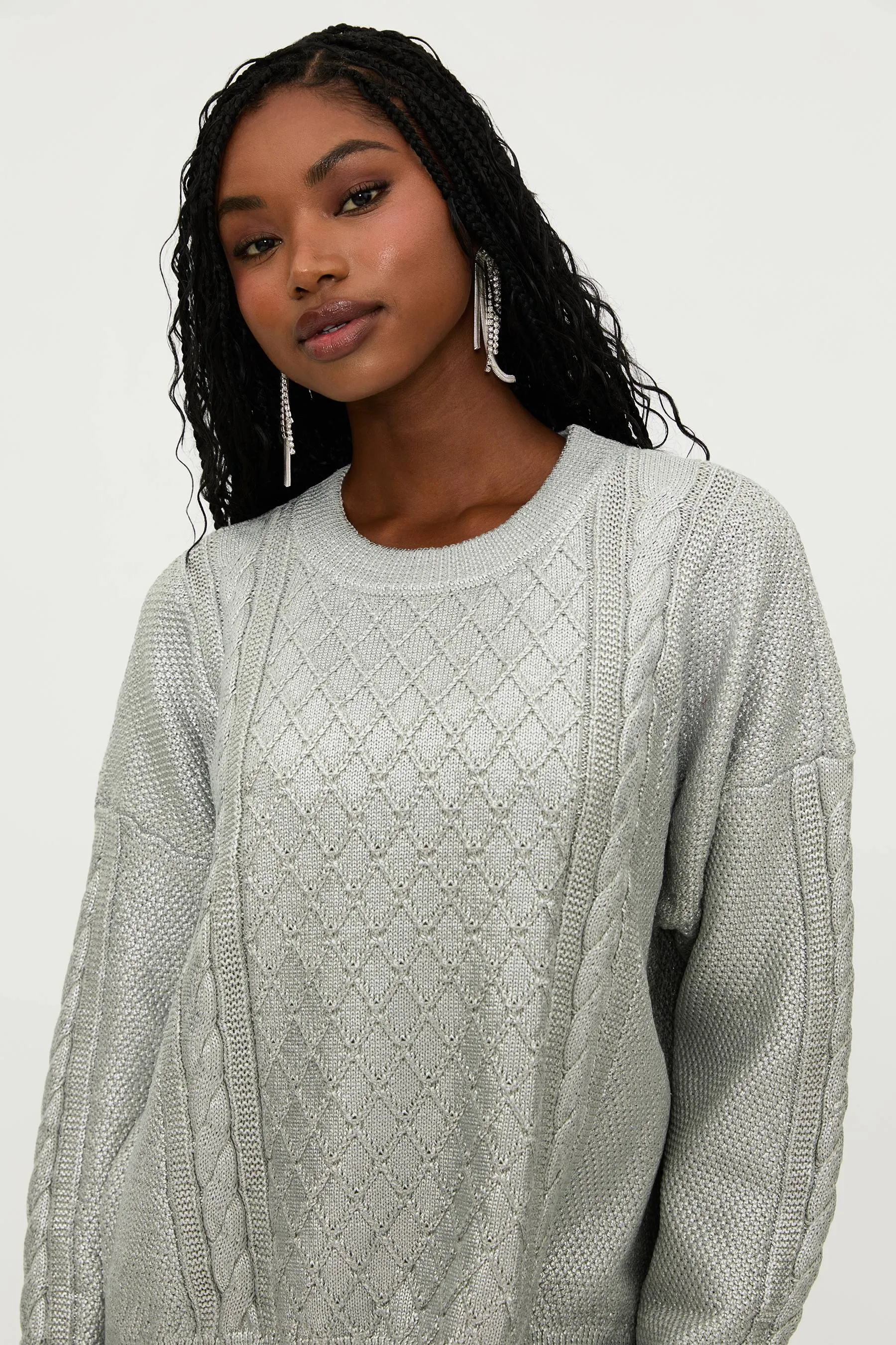 Callie Sweater Silver Shine Cable Beach Riot