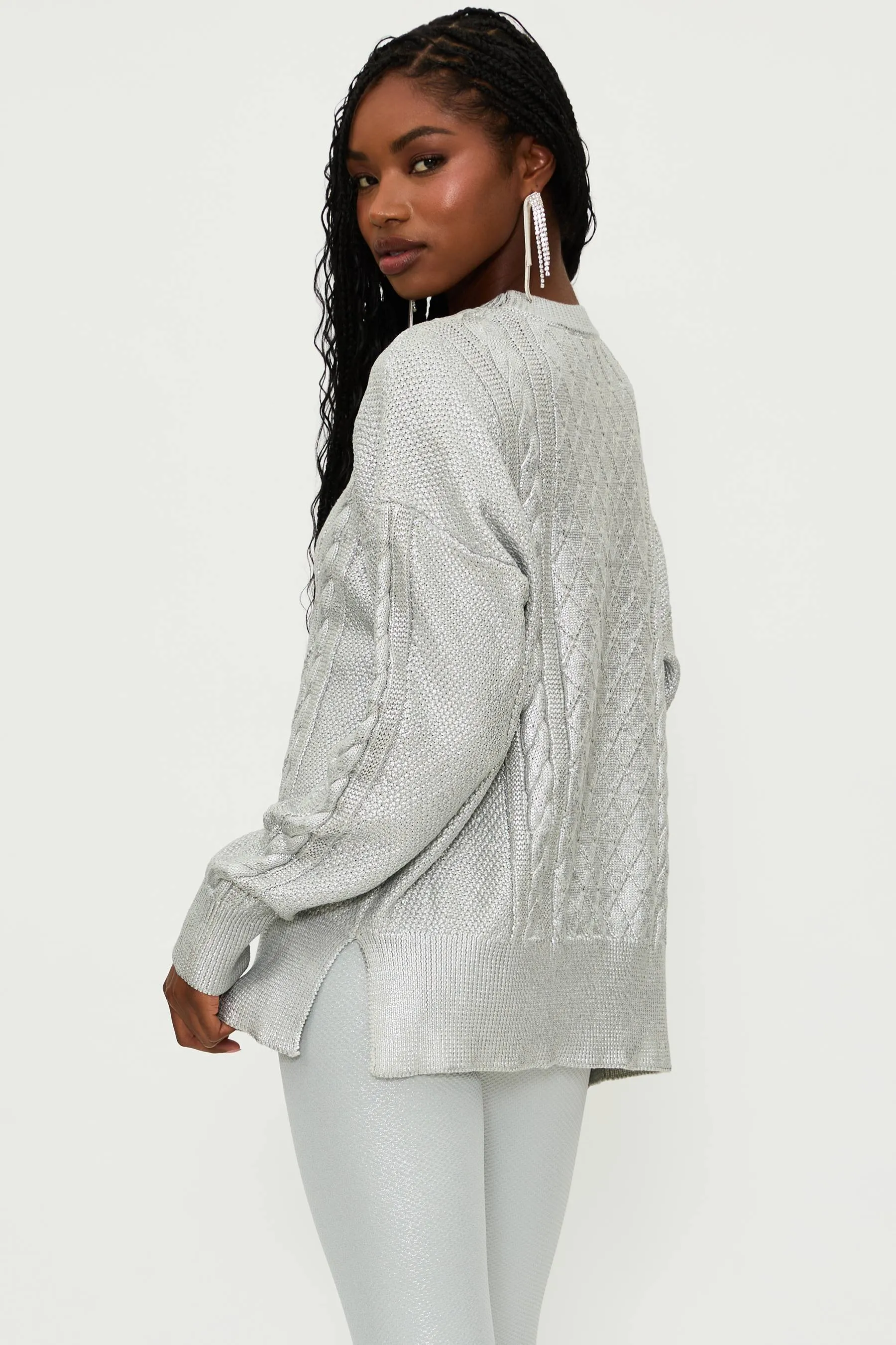 Callie Sweater Silver Shine Cable Beach Riot