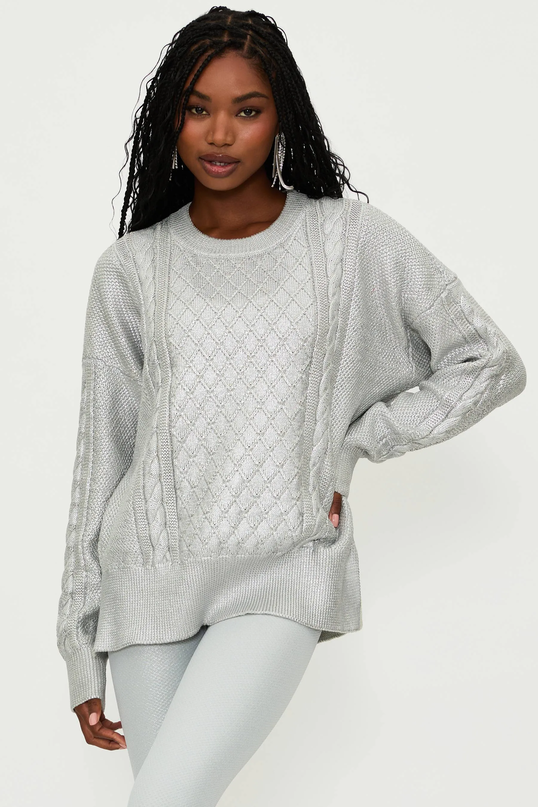 Callie Sweater Silver Shine Cable Beach Riot