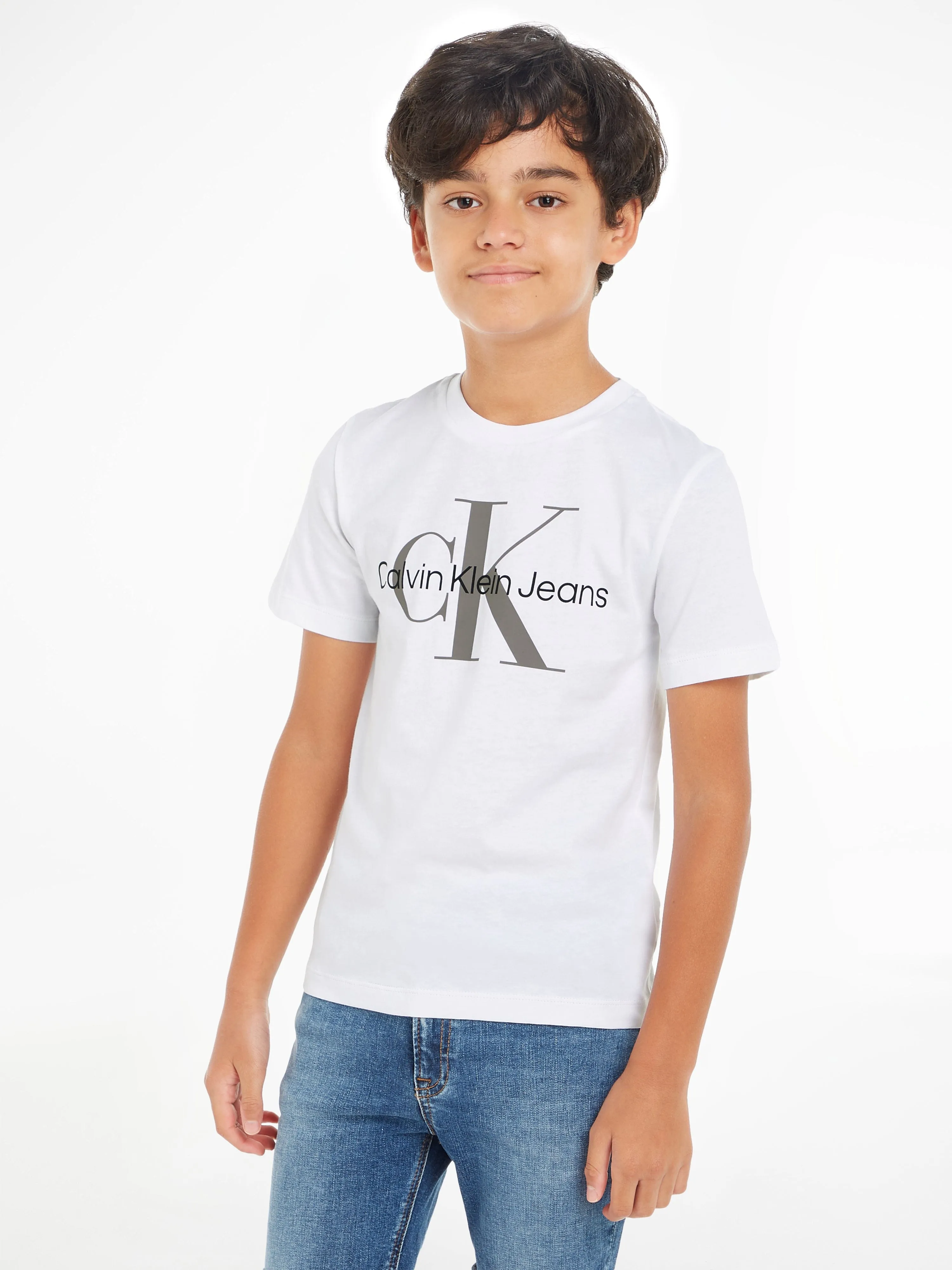 Calvin Klein Kids Monogram Logo T-Shirt in White