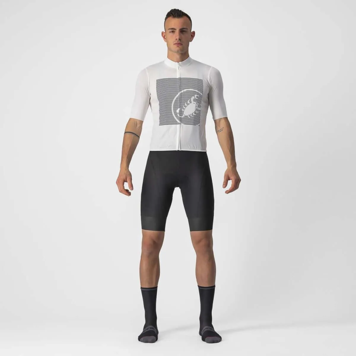 Castelli Bagarre Mens Cycling Jersey (Ivory/Savile Blue)