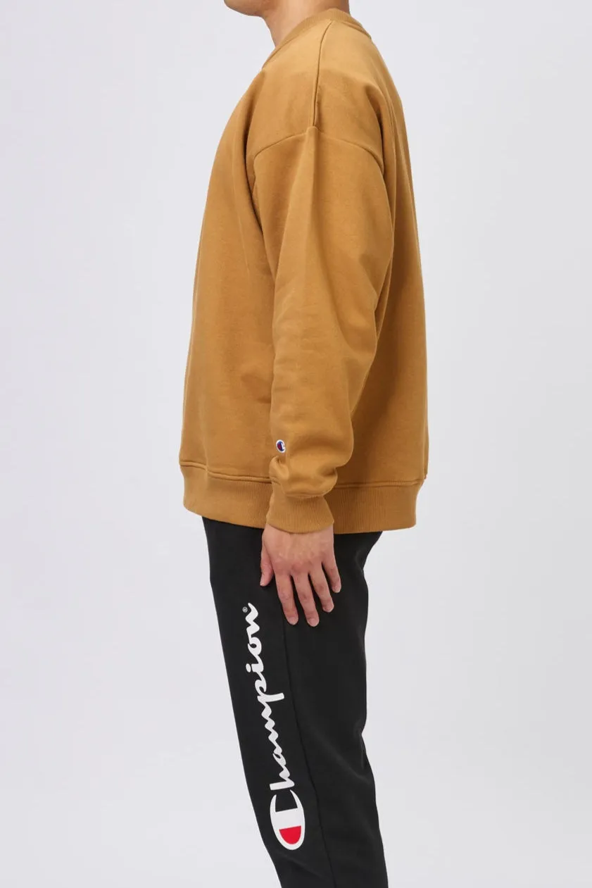CHAMPION MENS SCRIPT TONAL BROWN SWEATSHIRT