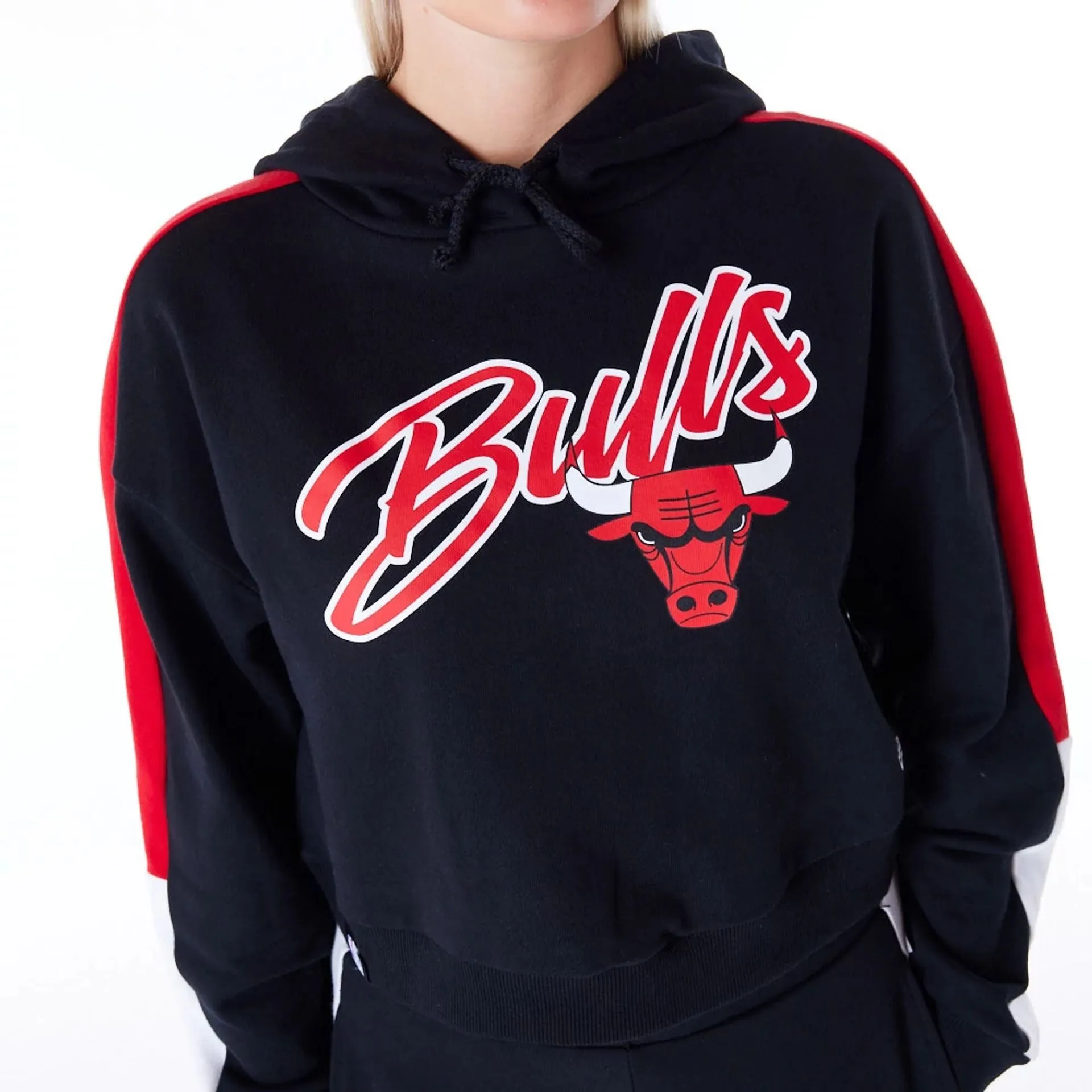 Chicago Bulls Womens NBA Colour Block Black Pullover Hoodie NEW ERA