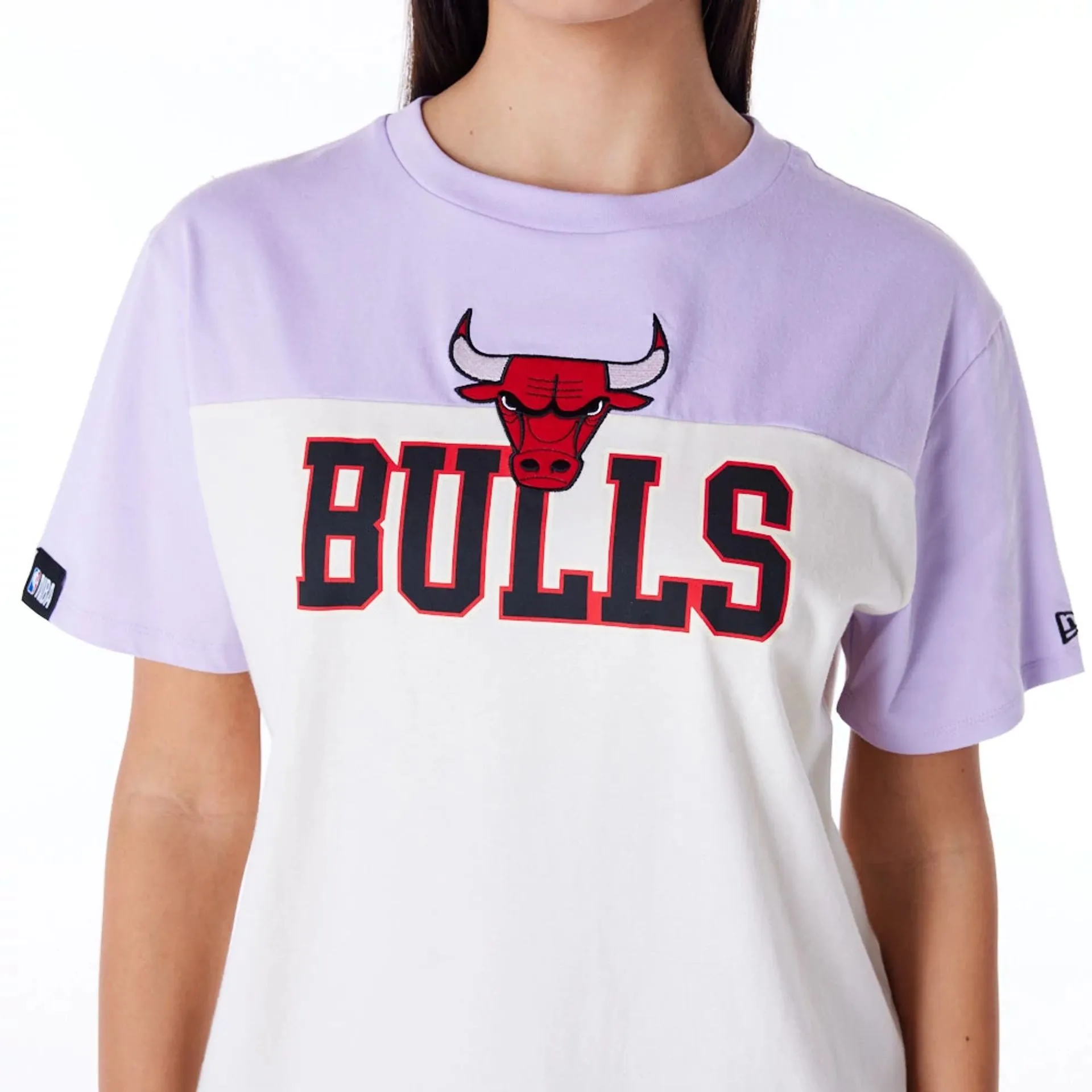 Chicago Bulls Womens NBA Pastel Purple Oversized T-Shirt NEW ERA