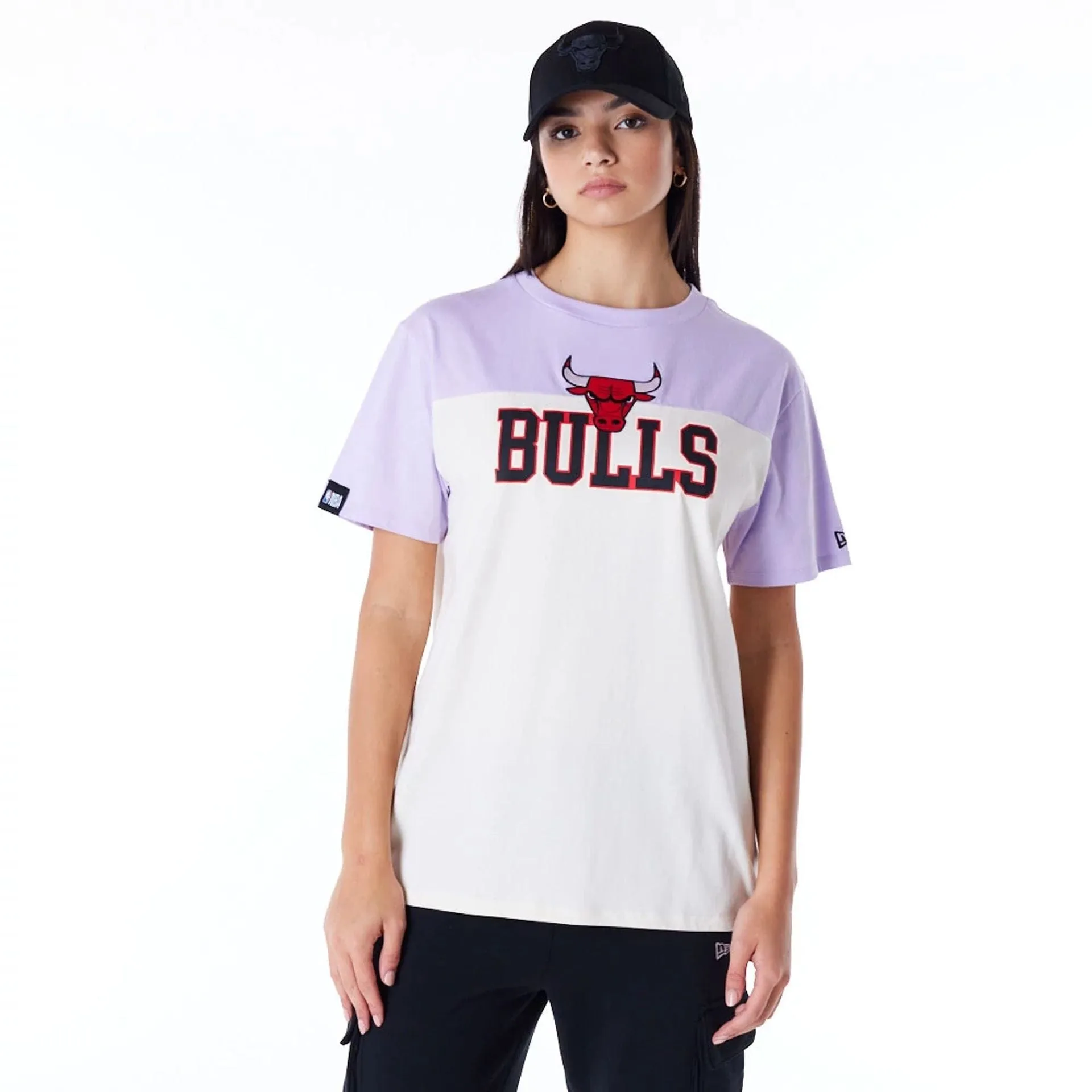 Chicago Bulls Womens NBA Pastel Purple Oversized T-Shirt NEW ERA