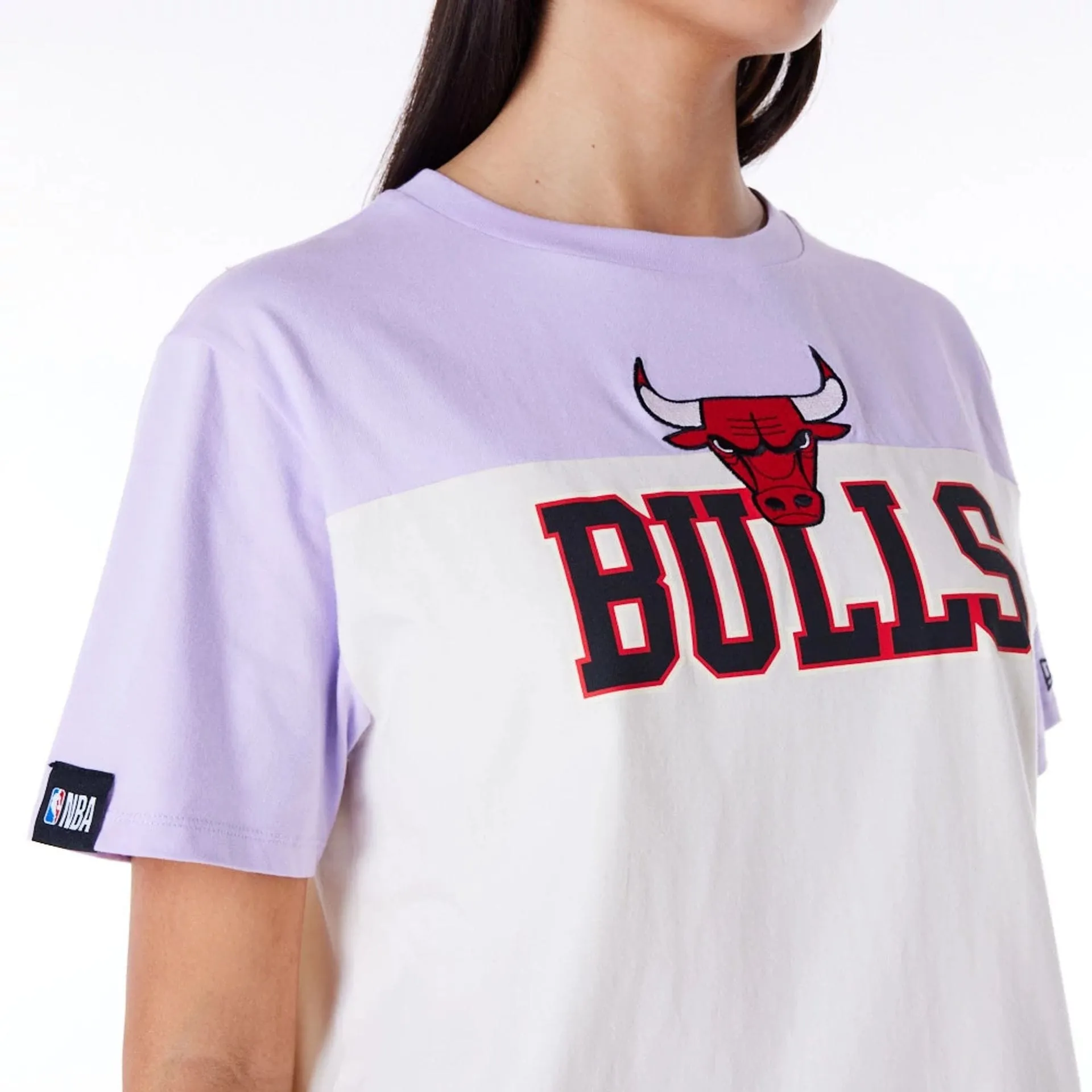 Chicago Bulls Womens NBA Pastel Purple Oversized T-Shirt NEW ERA