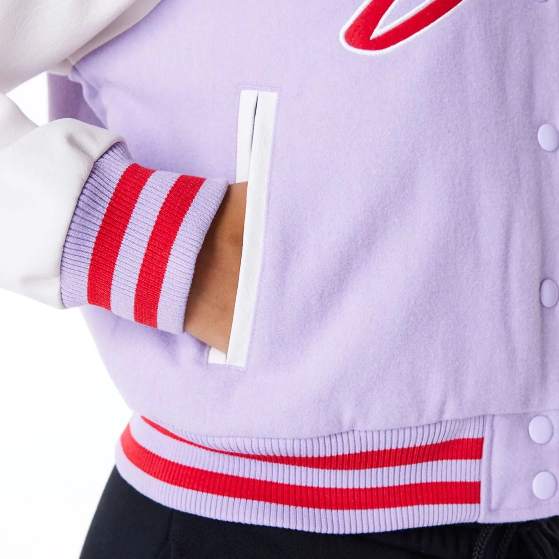 Chicago Bulls Womens NBA Pastel Purple Varsity Jacket NEW ERA