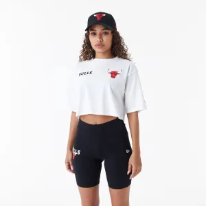 Chicago Bulls Womens NBA Team Logo White Crop T-Shirt NEW ERA
