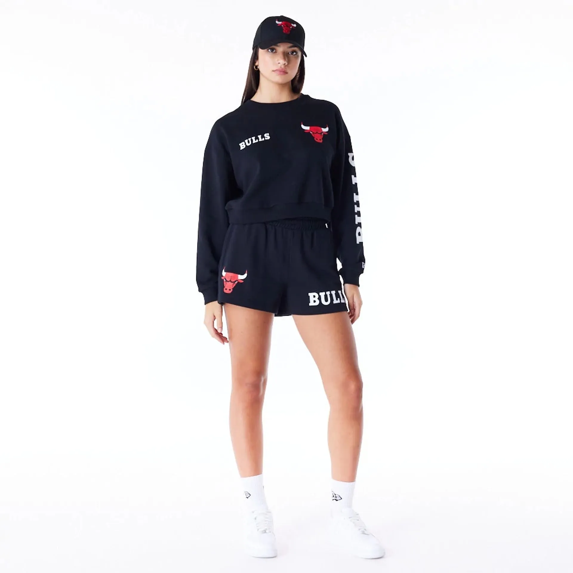Chicago Bulls Womens NBA Wordmark Black Shorts NEW ERA