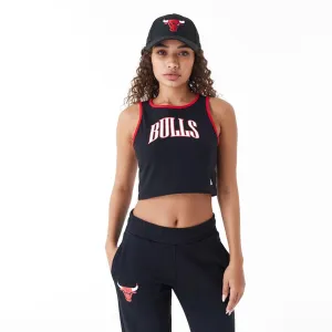 Chicago Bulls Womens Womens NBA Team Wordmark Black Crop Tank Top NEW ERA
