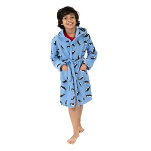 Christmas Kids Fleece Hooded Robe Penguin