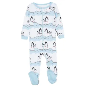Christmas Kids Footed Cotton Pajamas Penguin