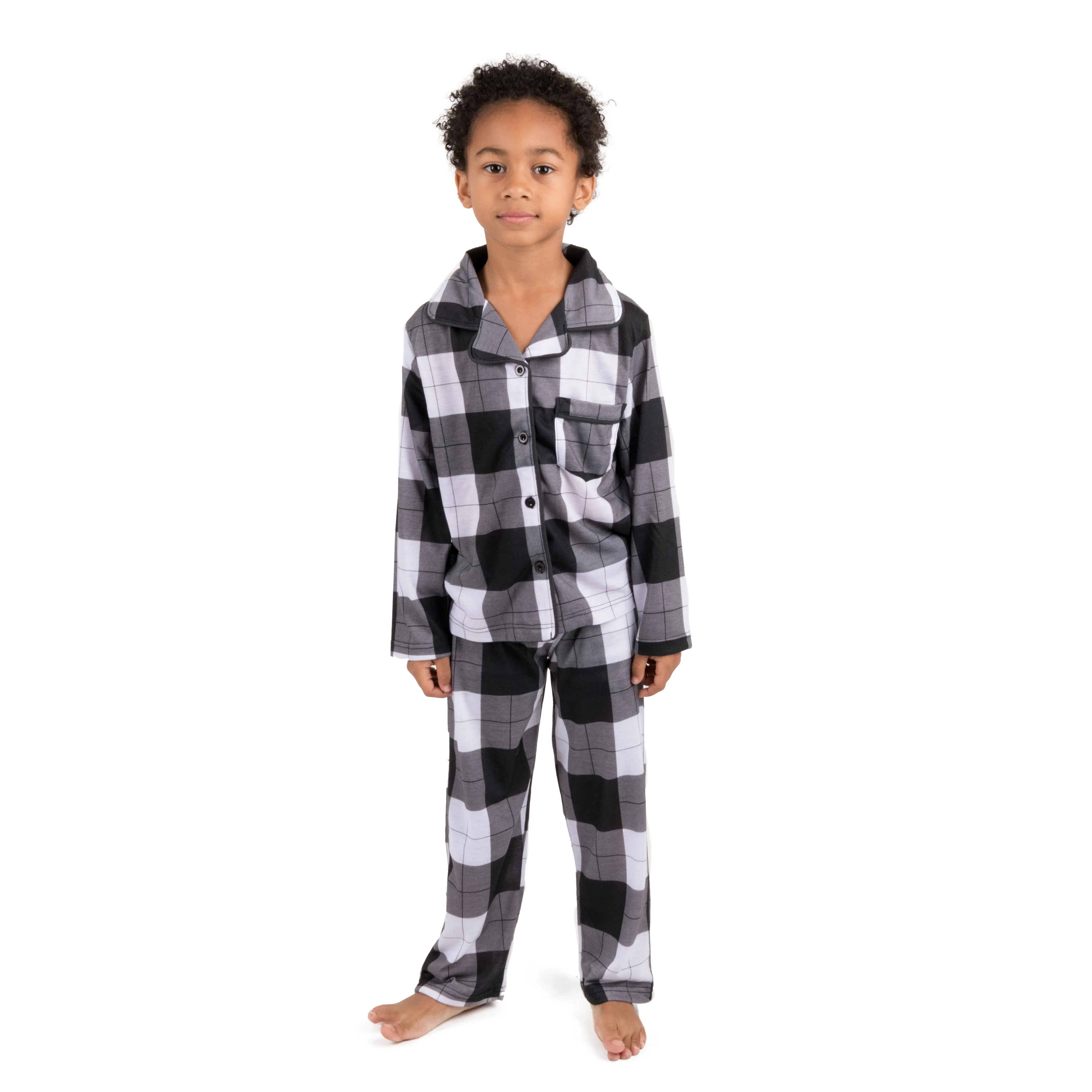 Christmas Kids Two Piece Flannel Feel Pajamas Plaid