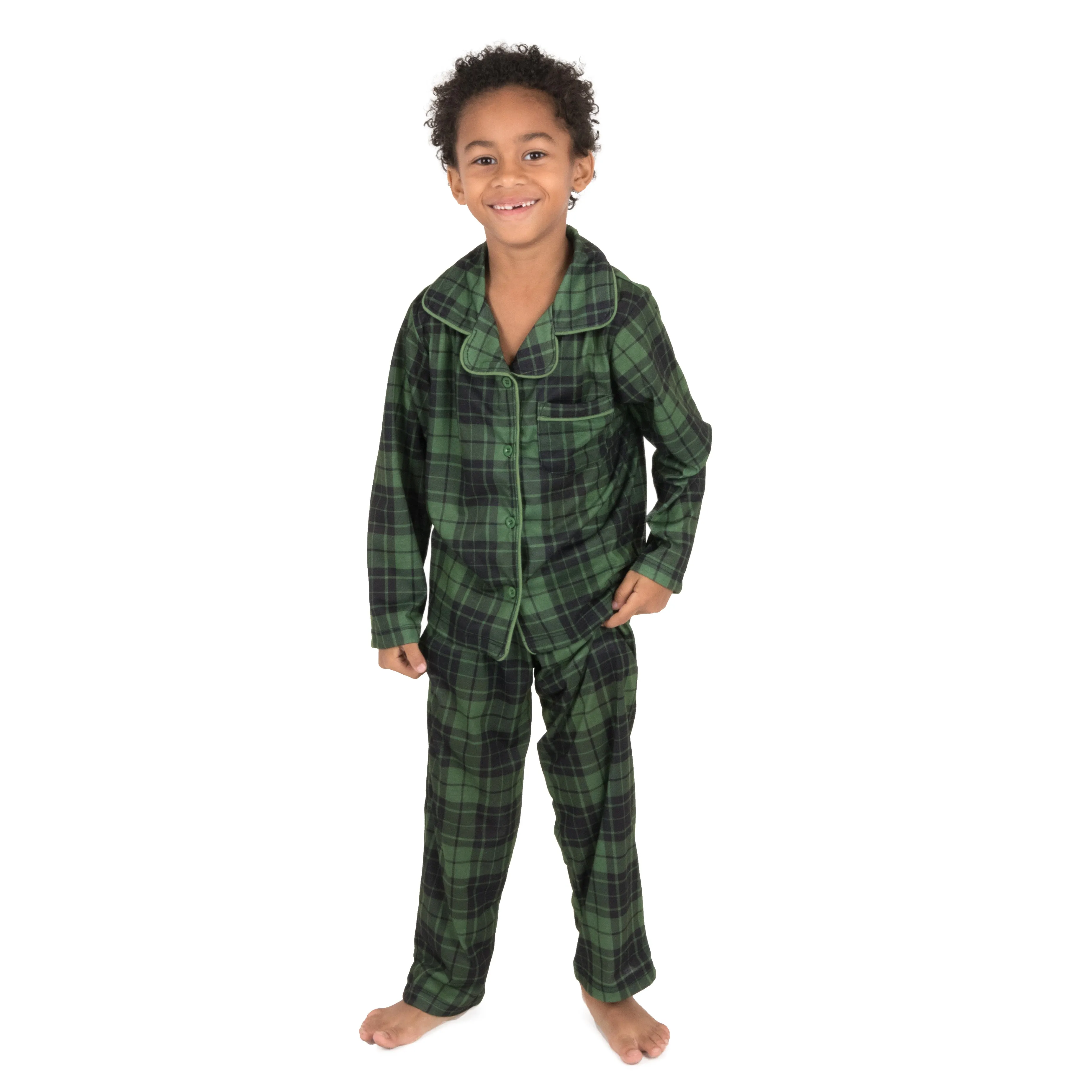 Christmas Kids Two Piece Flannel Feel Pajamas Plaid
