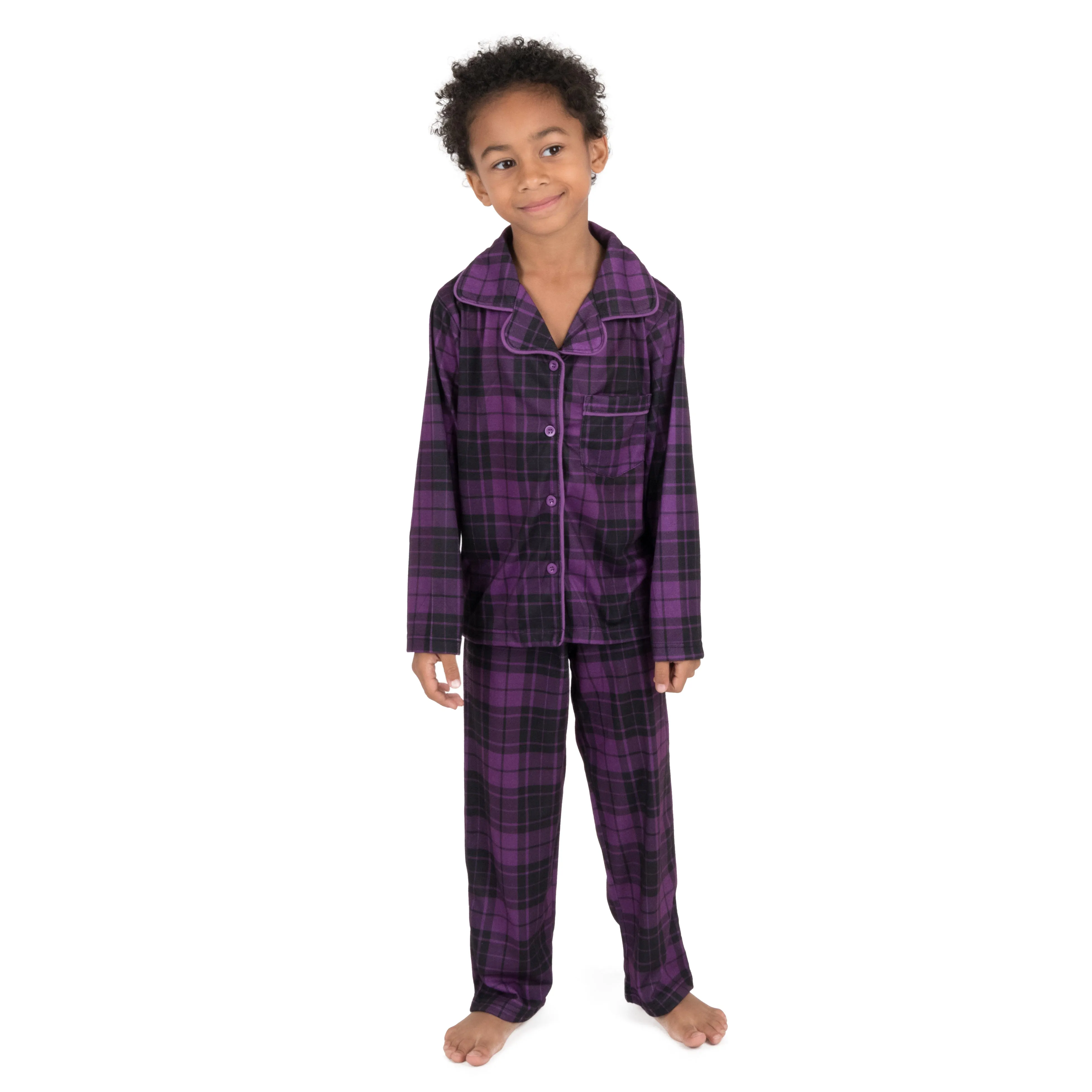 Christmas Kids Two Piece Flannel Feel Pajamas Plaid