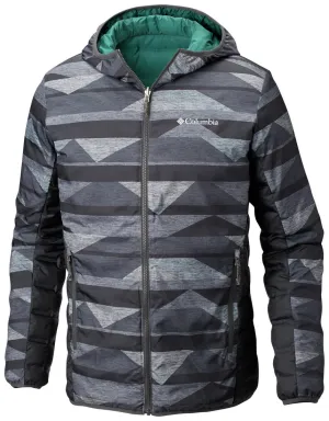 Columbia Men Black Heat Seal Lake 22 Reversible Hooded Down Jacket
