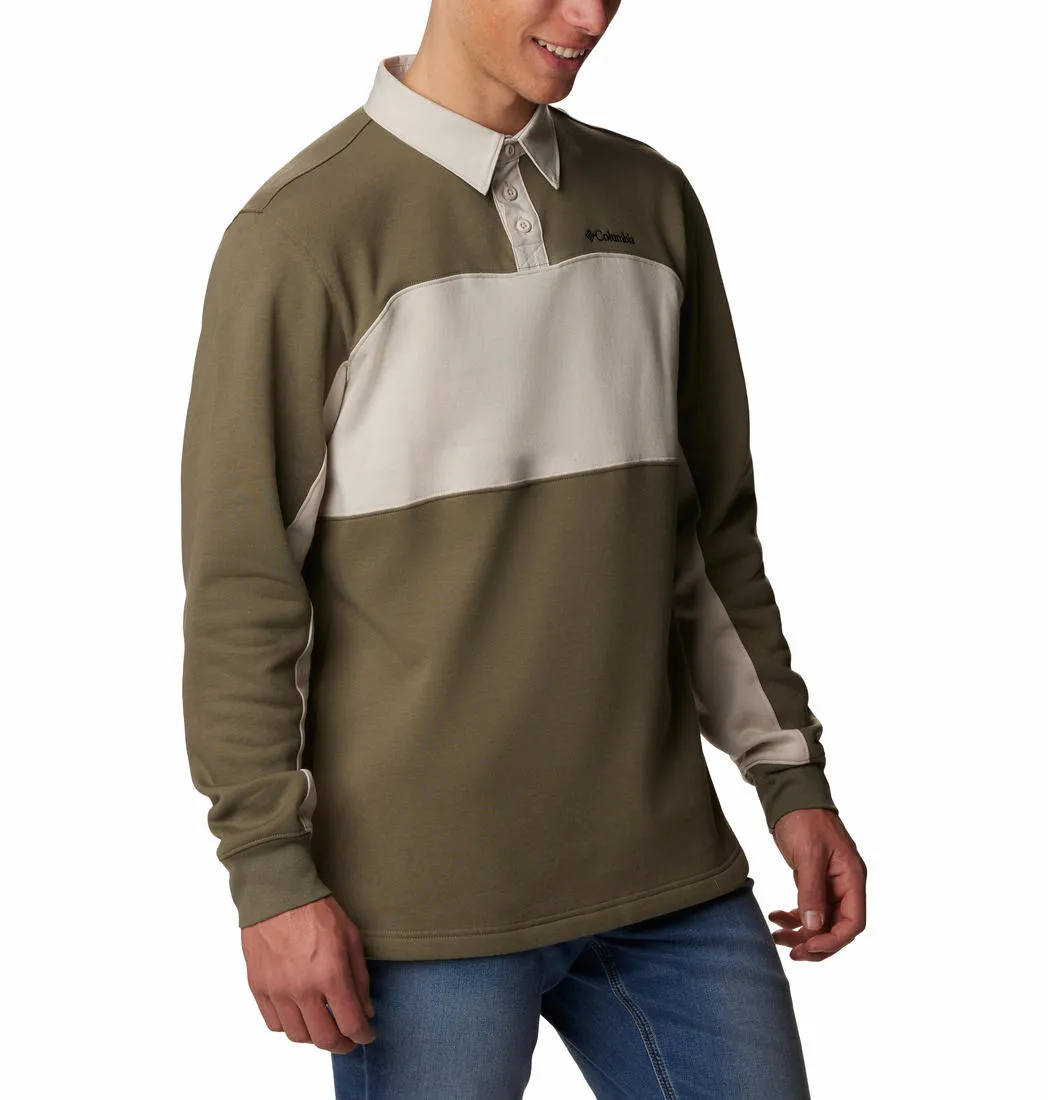 Columbia Mens Olive Columbia Trek Long Sleeve Rugby Shirt