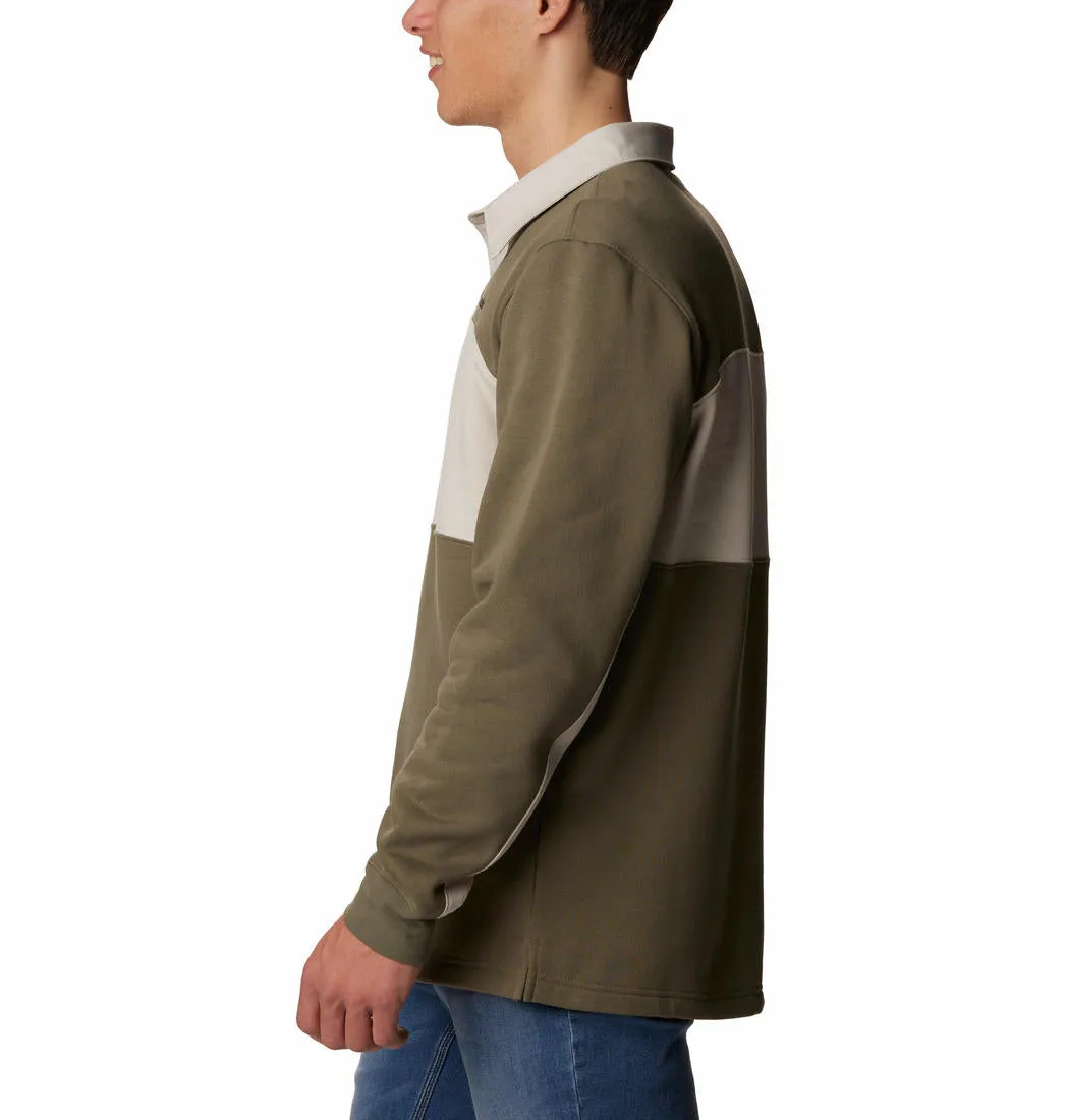 Columbia Mens Olive Columbia Trek Long Sleeve Rugby Shirt