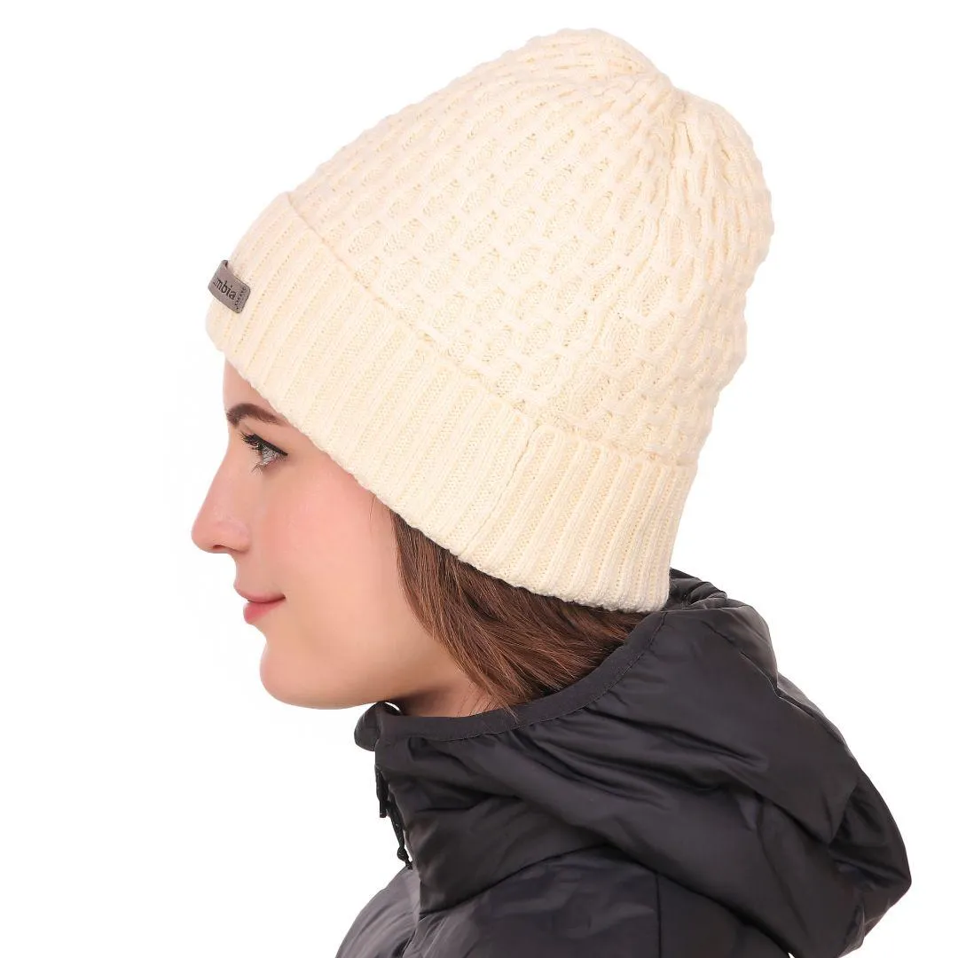 Columbia Unisex White Hideaway Haven Cabled Beanie