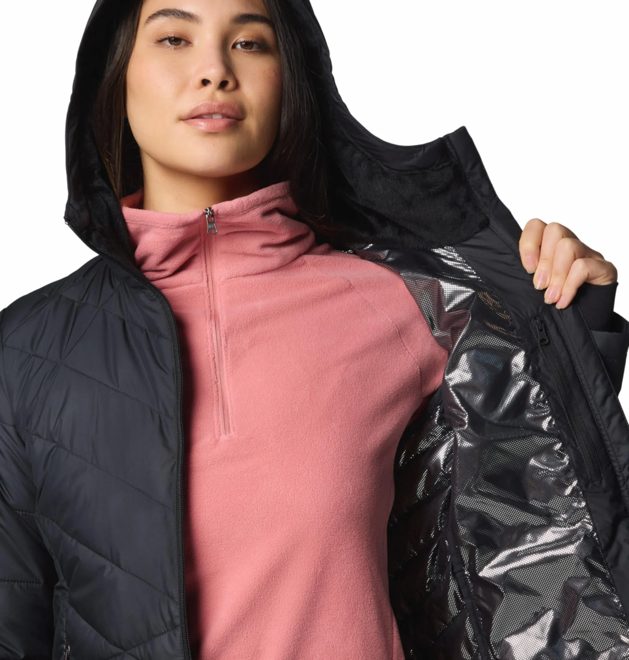 Columbia Women Black Omni-Heat Reflective Heavenly Hooded Jacket