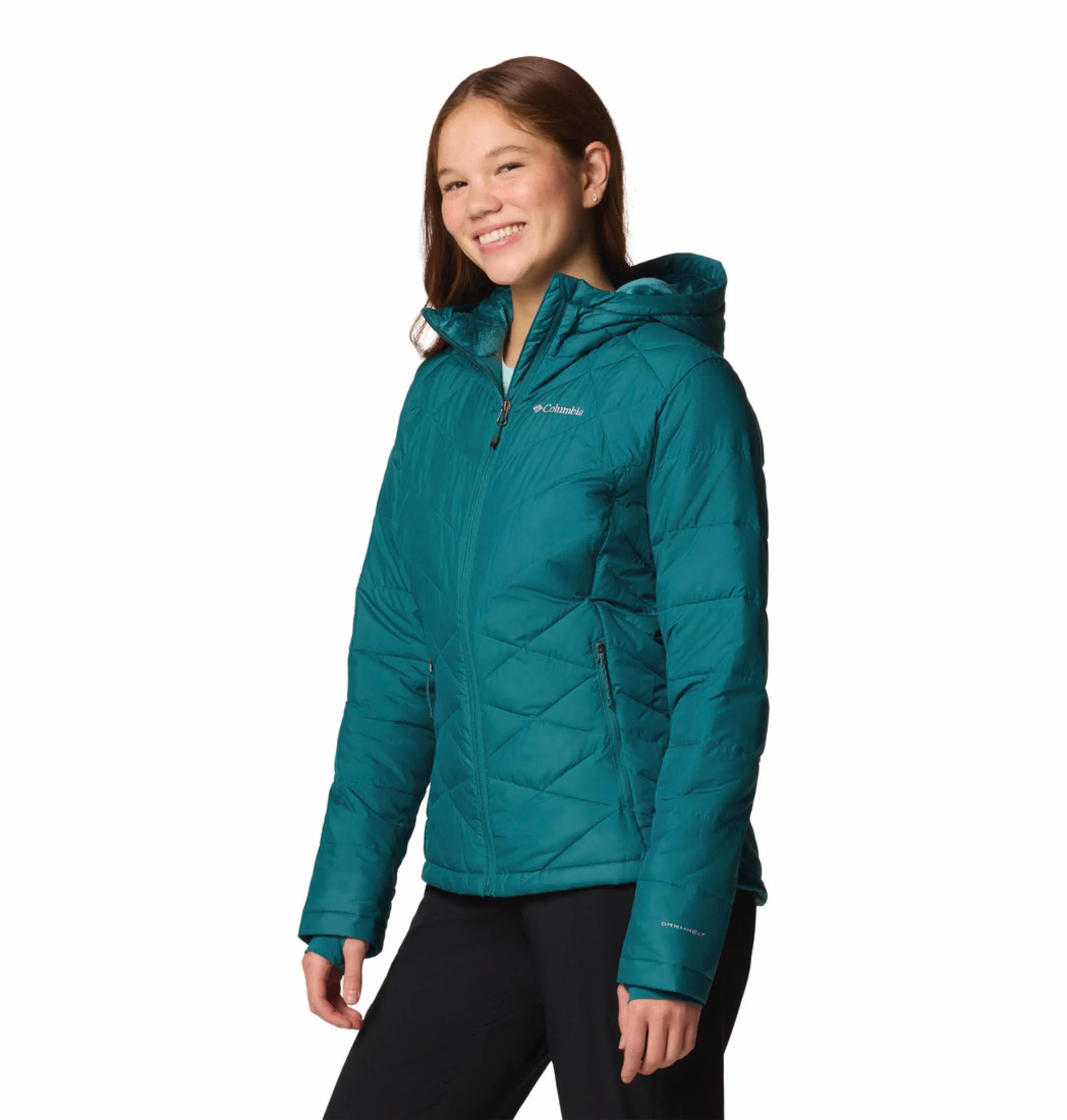 Columbia Women Blue Omni-Heat Reflective Heavenly Hooded Jacket