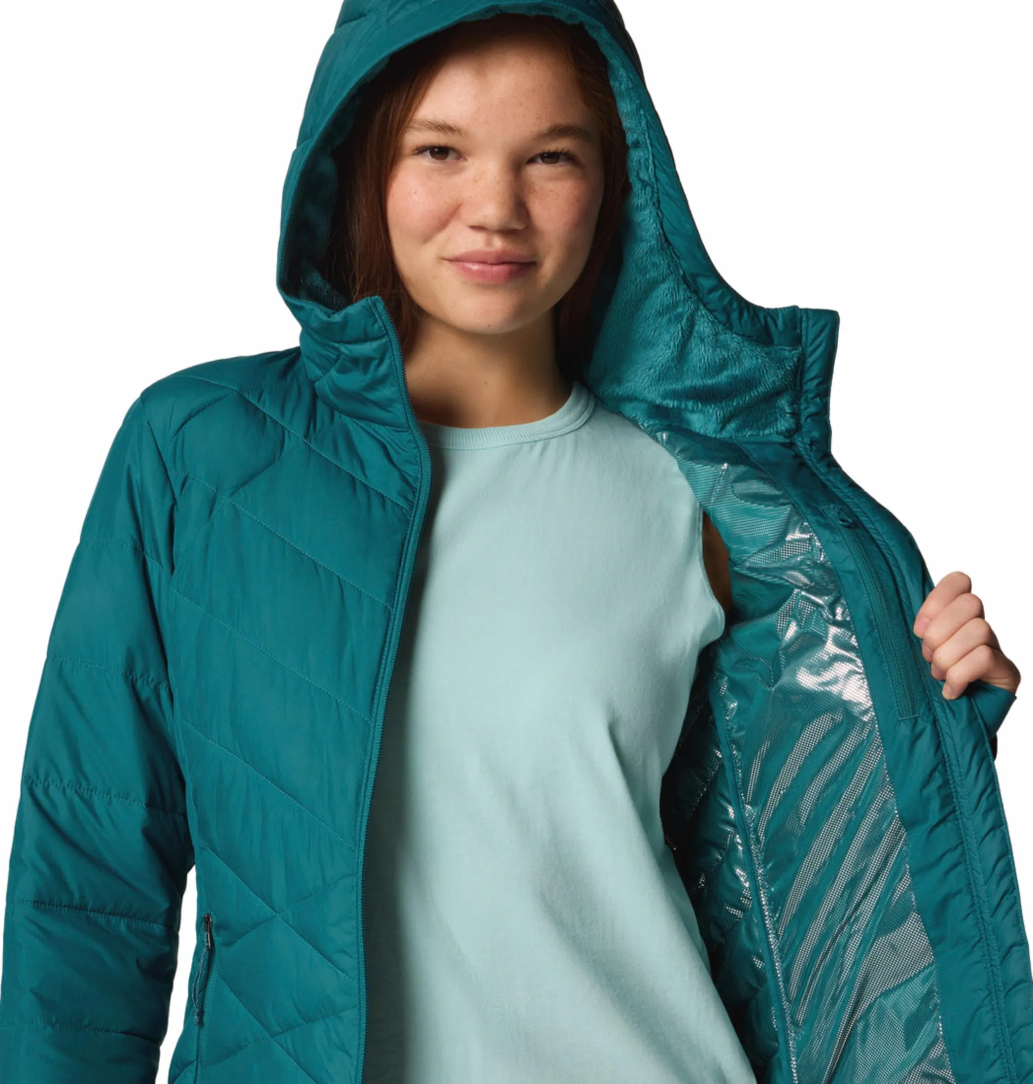 Columbia Women Blue Omni-Heat Reflective Heavenly Hooded Jacket