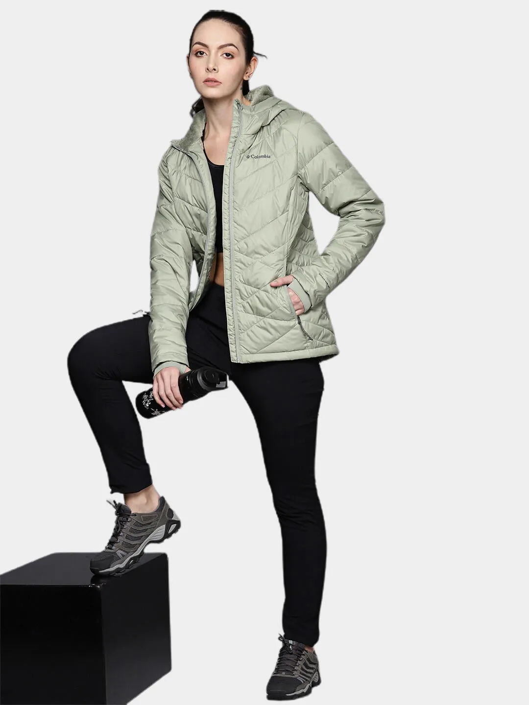 Columbia Women Green Omni-Heat Reflective Heavenly Hooded Jacket