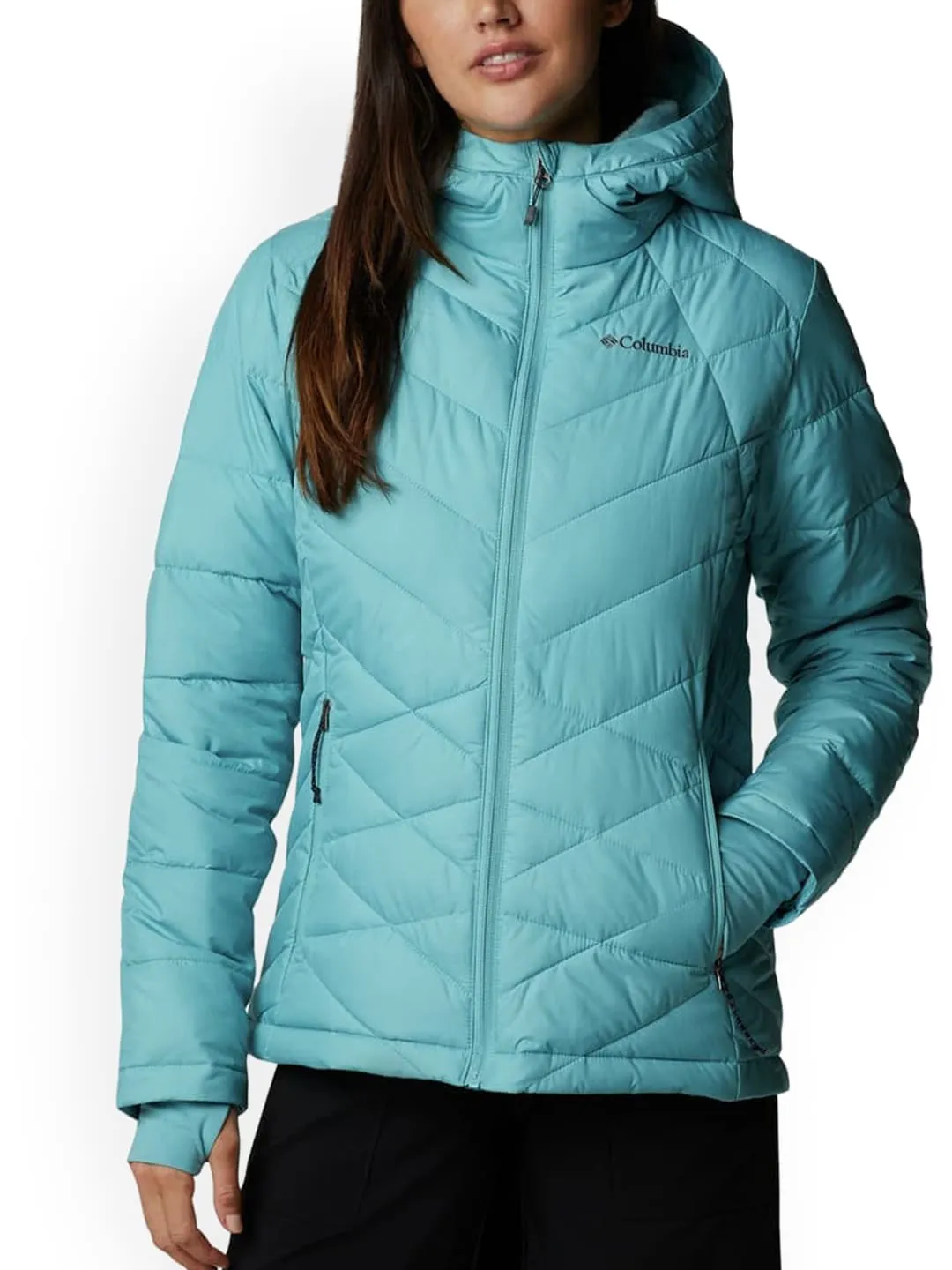 Columbia Women Green Omni-Heat Reflective Heavenly Hooded Jacket