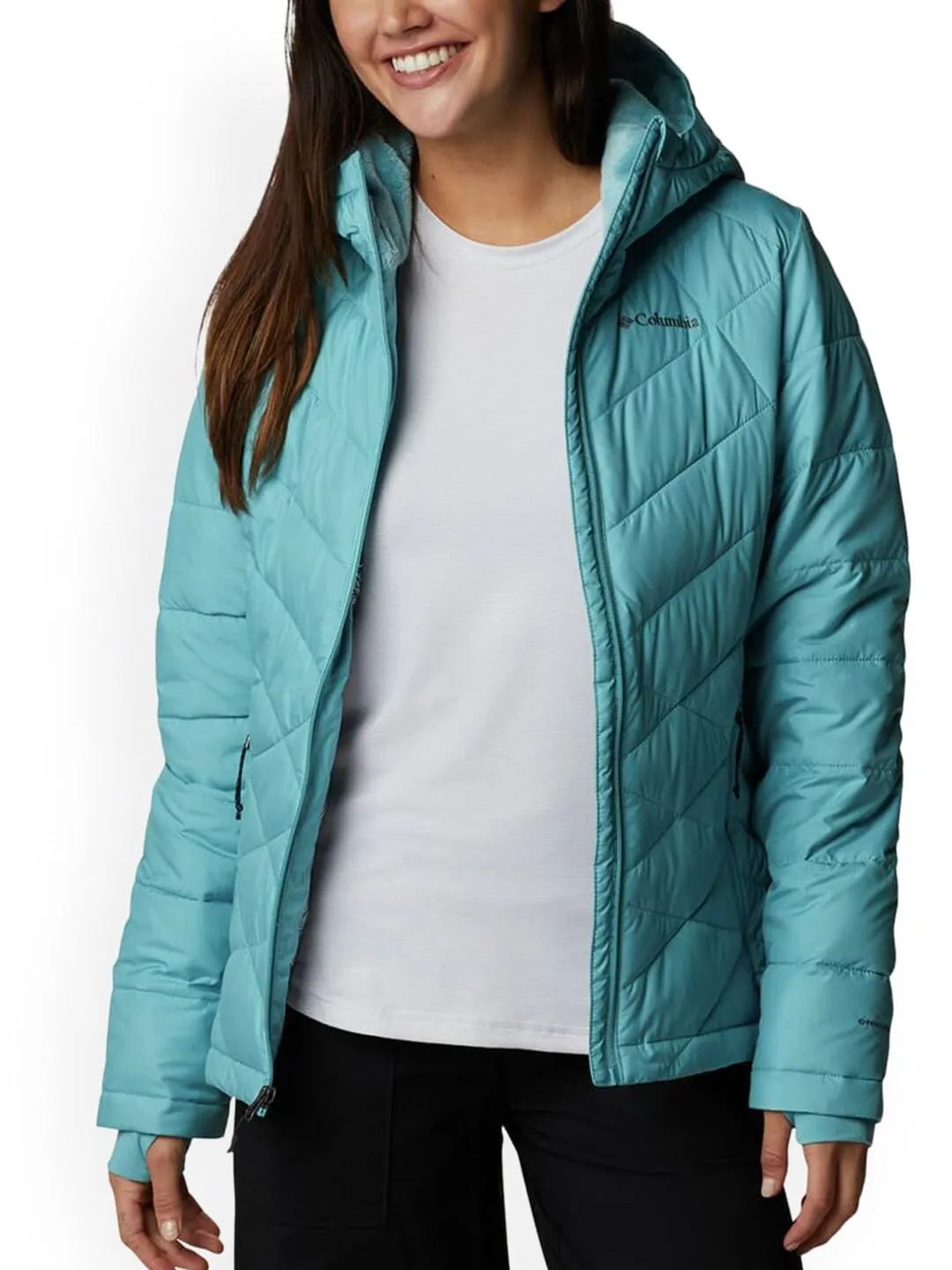Columbia Women Green Omni-Heat Reflective Heavenly Hooded Jacket